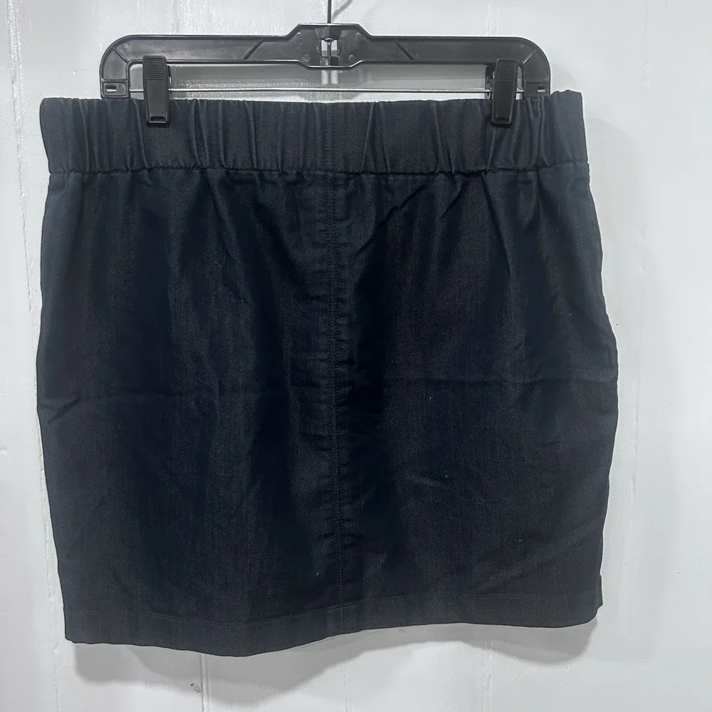 Mossimo Dark Wash Pull On Stretch Mini Skirt Cotton Blend L Utilitarian Minimal